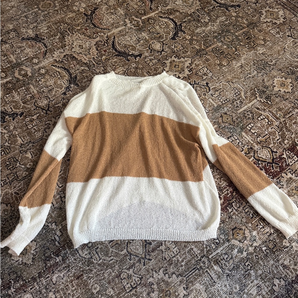 12th Tribe Color Block Sweater - Cream and Tan Size M/L Never Worn